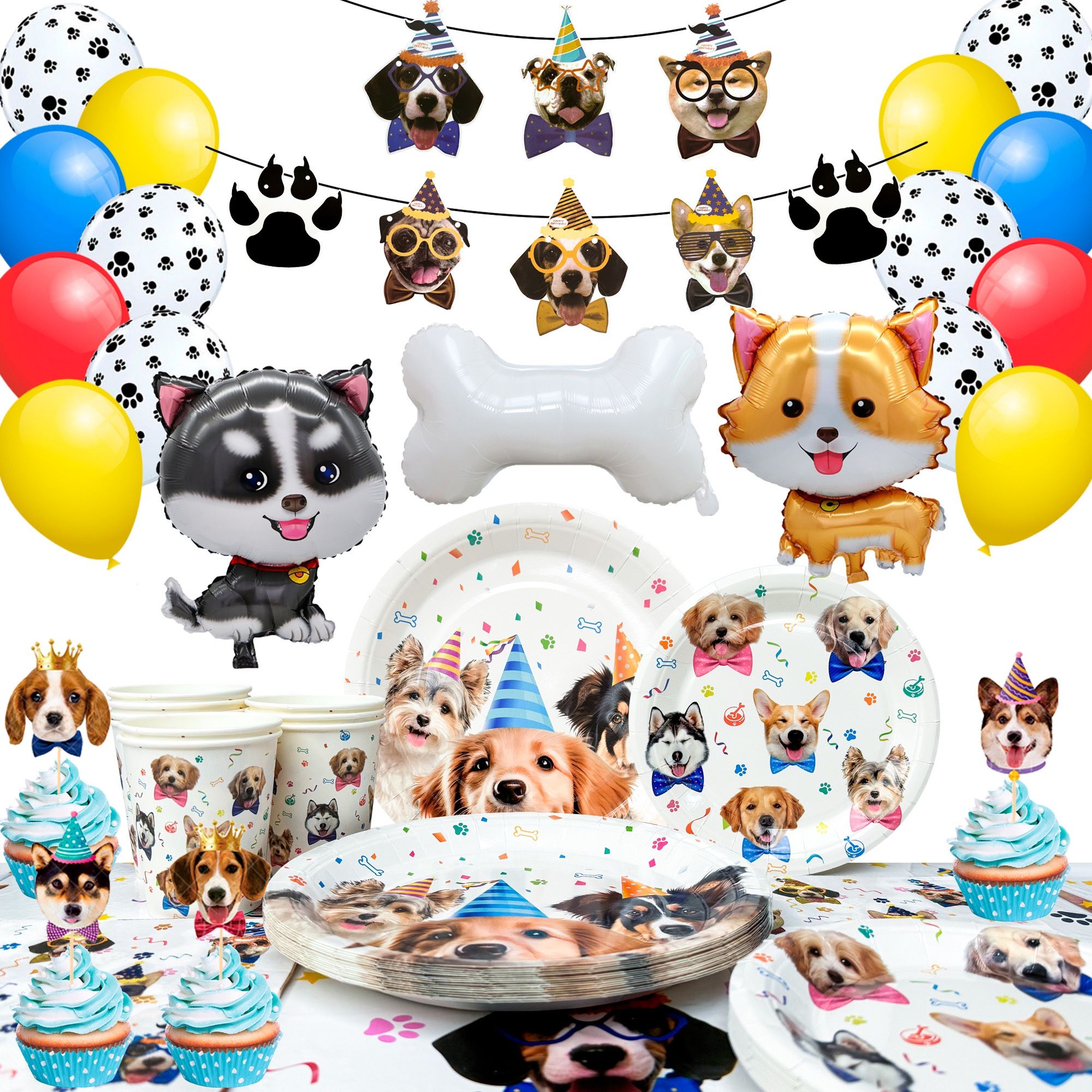 93pcs Puppy Dog Birthday Party Supplies (New, Unopened)