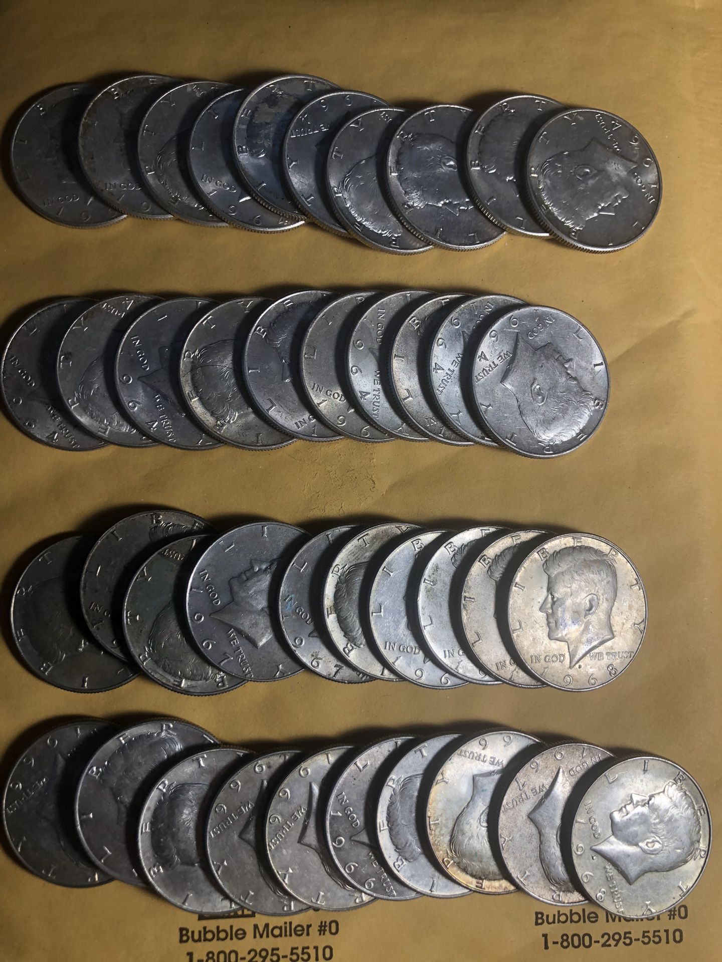 Silver Kennedy Half Dollars 40% And 90%