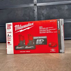 Milwaukee M12 High Output 5.0 Ah Battery Pack (2-Pack) Starter Kit with Charger 