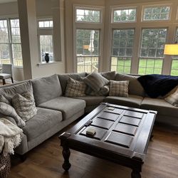 Large Grey/Blue Sectional Couch