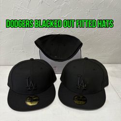 MLB New Era Los Angeles Dodgers Triple Black 59fifty Fitted Hats Size 6 7/8, 7, 7 1/8, 7 1/4, 7 3/8  And 7 1/2
