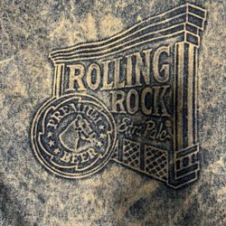 Vintage 90s Mens Size XL Rolling Rock Beer Acid Wash Denim Jacket XL RARE 