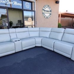 Gearhart 6-Piece Leather Power Reclining Sectional w/ Power Headrests