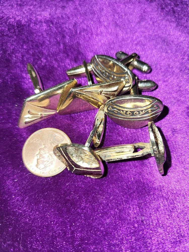 Cufflinks..3 Pair Vintage Cufflink Pairs