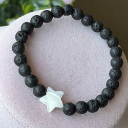Lava Stone & Mother of Pearl Shell Star ⭐️ Bracelet 