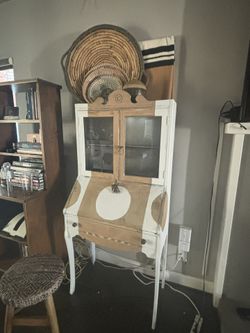 Desk And cabinet With Interior Lighting And Shelf Lock And Key