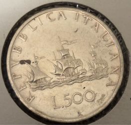 500 L. 1958. Coin of Italy