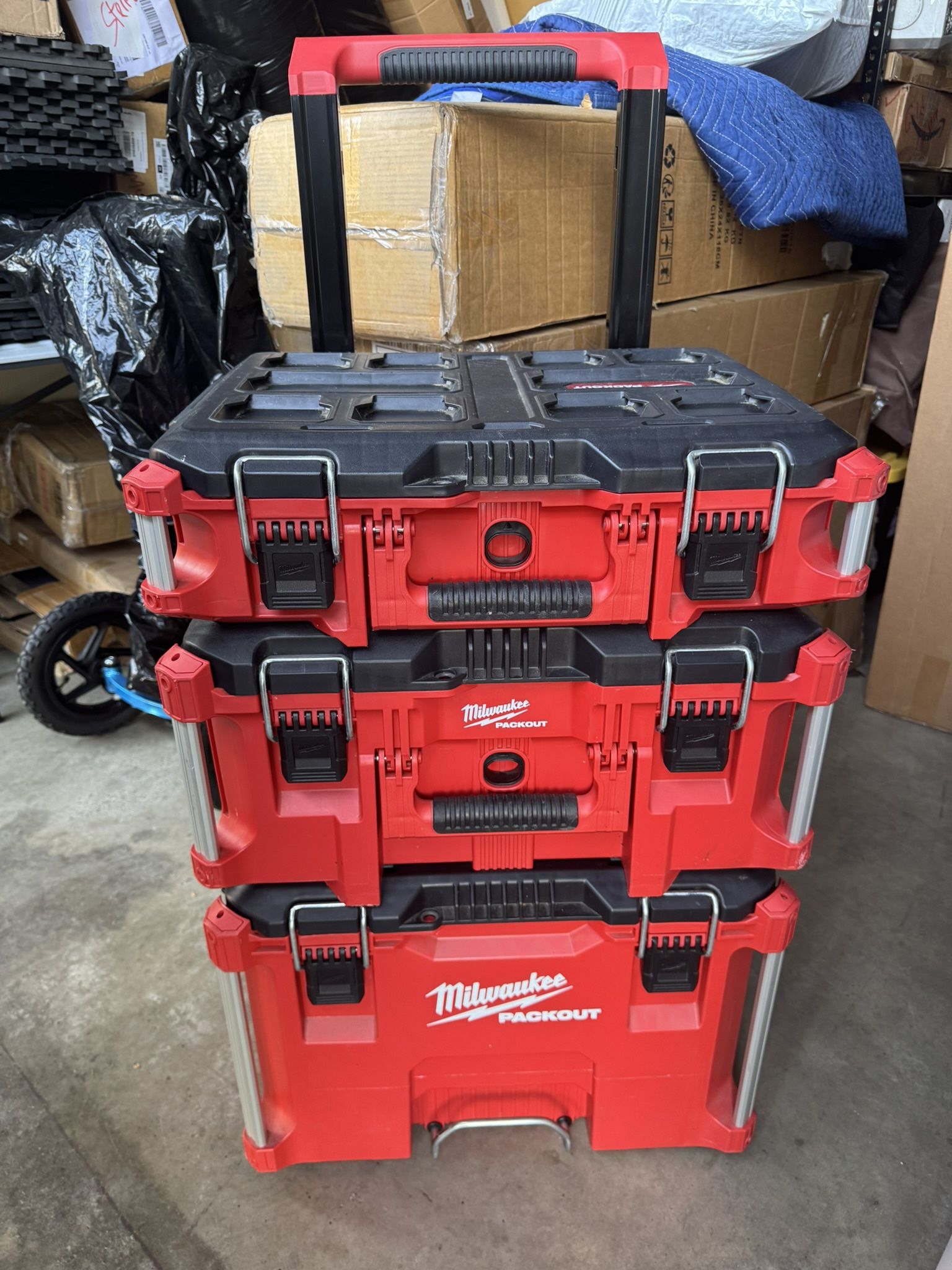 Milwaukee PACKOUT 22 in. Rolling Tool Box, 22 in. Large Tool Box and 22 in. Medium Tool Box ProSystem Low Profile Handle