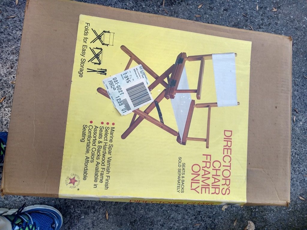 Set Of 4 Wood & Canvas Director Chair With Box Made In USA
