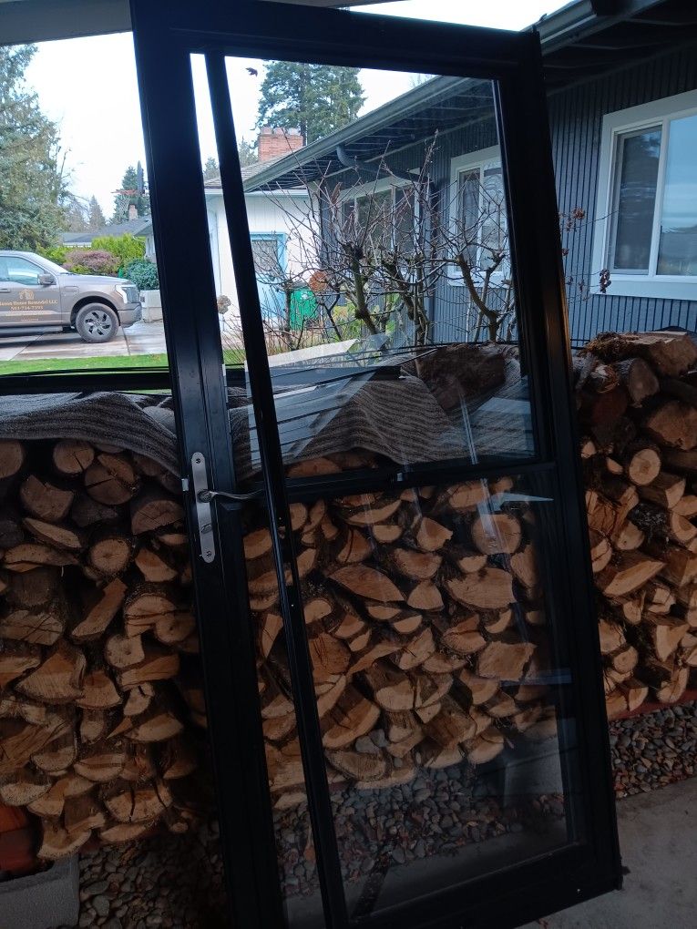 36" Black Metal Screen Door