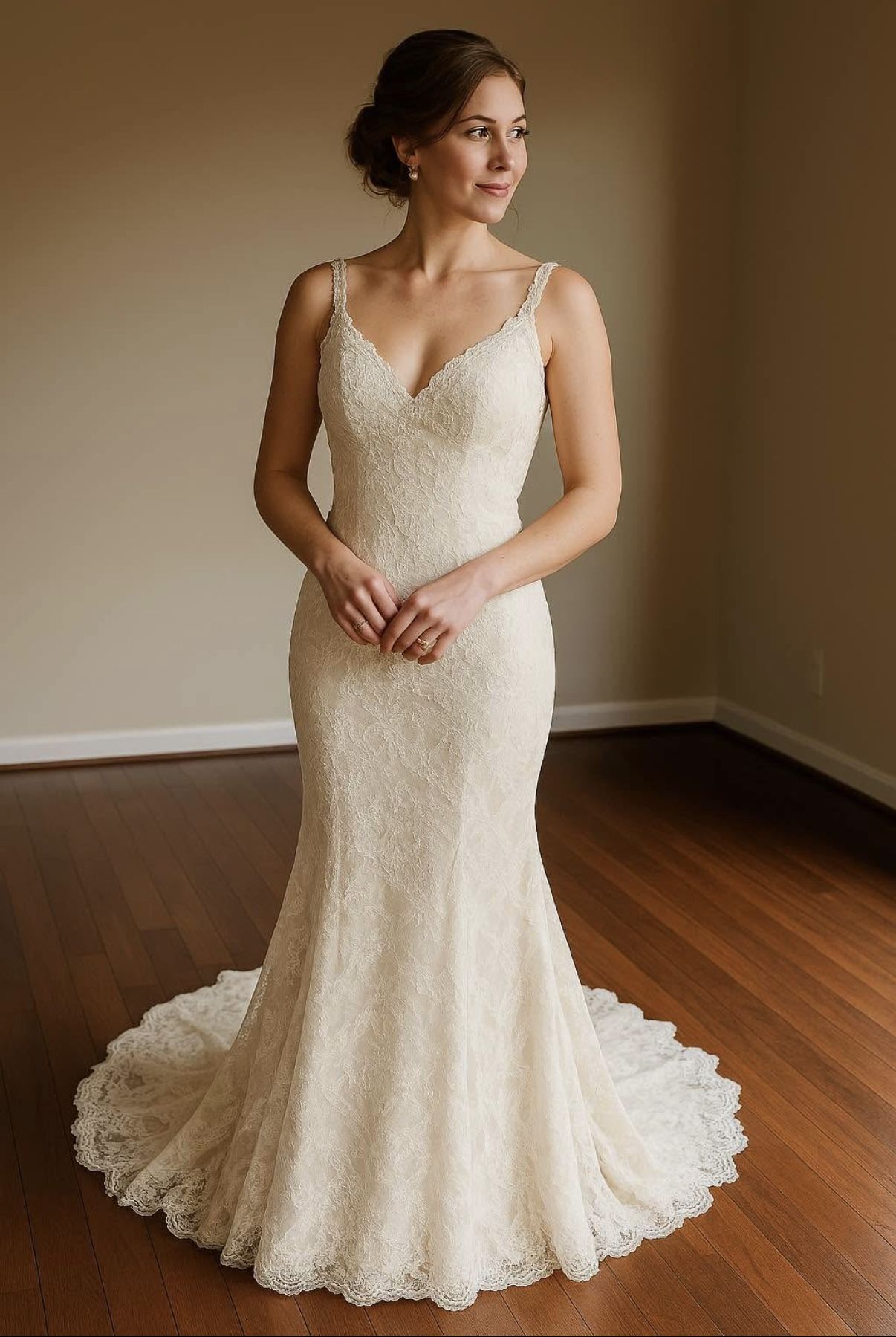 JULIAN ALEXANDER Ivory Lace Wedding Dress