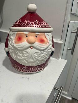 Ceramic Glass Santa Cookie Jar