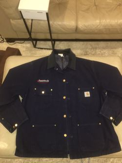 Carhartt button down navy blue coat