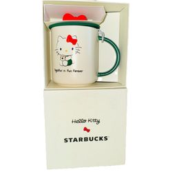 HELLO KITTY 16 oz Bow Top Mug Ceramic COFFEE CUP NEW STARBUCKS