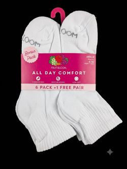 Fruit of the loom women's white ankle socks