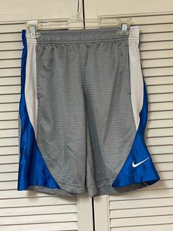 Nike Youth Gray, Blue, White Basketball Shorts -  Youth Small - EUC