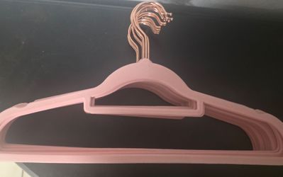 Pink Velvet Hangers with Rose Gold Hooks