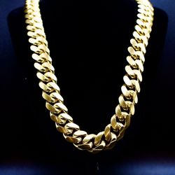 SOLID, NOT HOLLOW! 356 Grams, 28 Inch, 14.8MM, 925 Gold Over Cuban