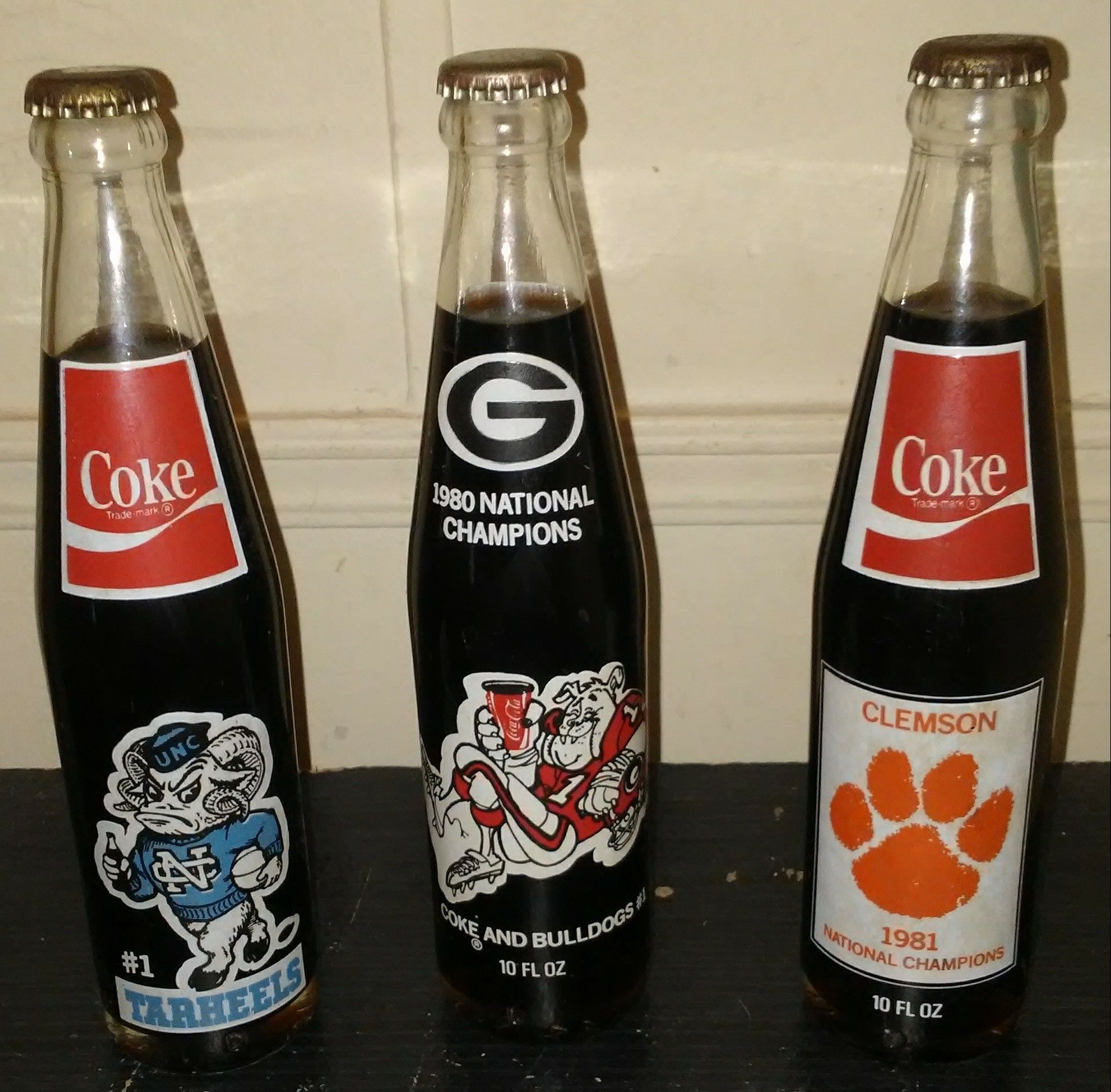 Collectable 1980-1982 National Champions Coke Bottles