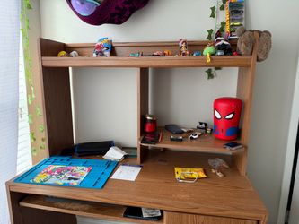Wood Student Desk with Hutch Shelving