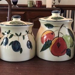 Buckeye Stoneware Pottery Fruit Design Canister Set