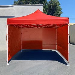 (New in box) $129 Heavy Duty 10x10 ft with 3 Sidewalls, EZ Popup Canopy Outdoor Gazebo, Carry Bag (Black)