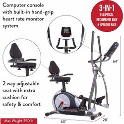 Body Champ 3 in 1 Trio Trainer - Elliptical, Recumbent, Exercise Bike