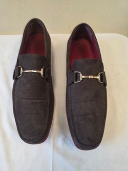 Dark Brown Suede Loafers with Gold Bit Hardware