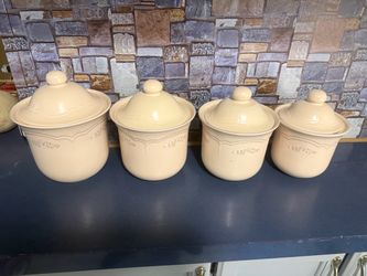 Set of 4 Ceramic Kitchen Canisters with Lids