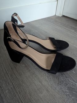 A New Day Black Velvet Ankle Strap Sandals 10 Women