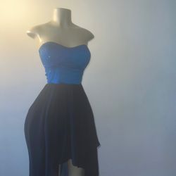 Blue & Black Rhinestone Dress Size Small