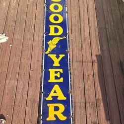 RARE!! HUGE!! 96 Inch Original 30s-50s Goodyear Porcelain Sign