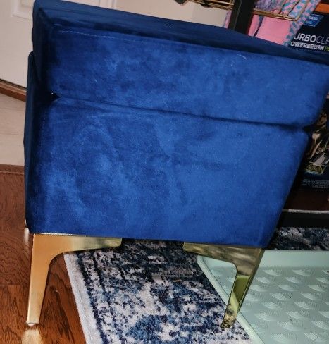 Blue Velvet Ottoman 