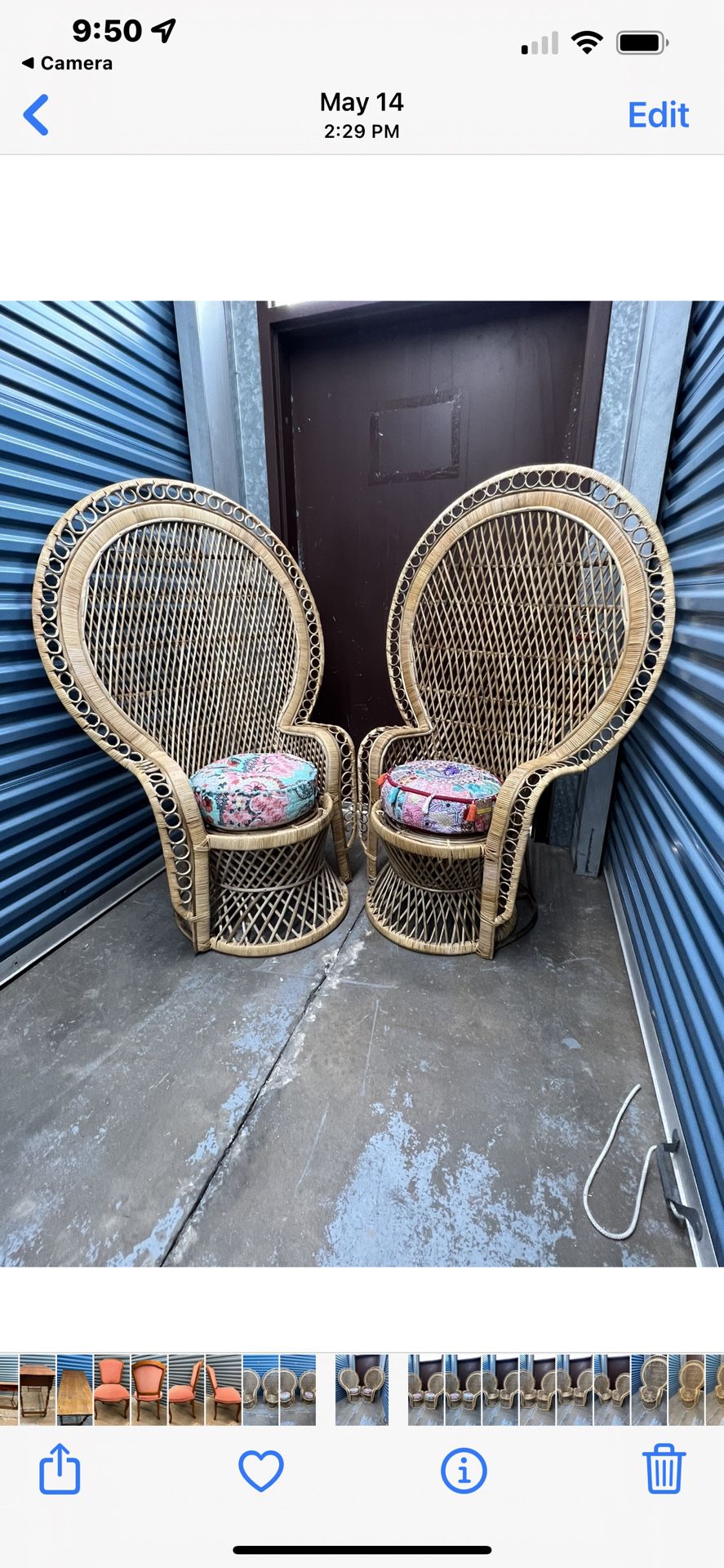 Vintage Wicker peacock Chairs - Set Of Two 