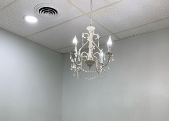 White chandelier with crystals
