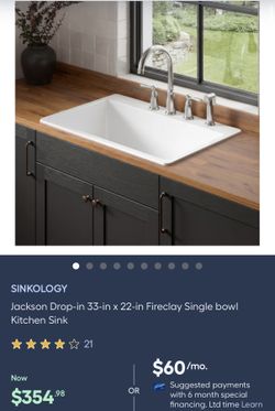 SINKOLOGY Jackson Drop-in 33-in x 22-in Fireclay Single bowl Kitchen Sink