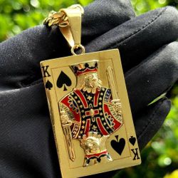 Jewelry 14k yellow gold pendant king of spades charm 33.9 grams