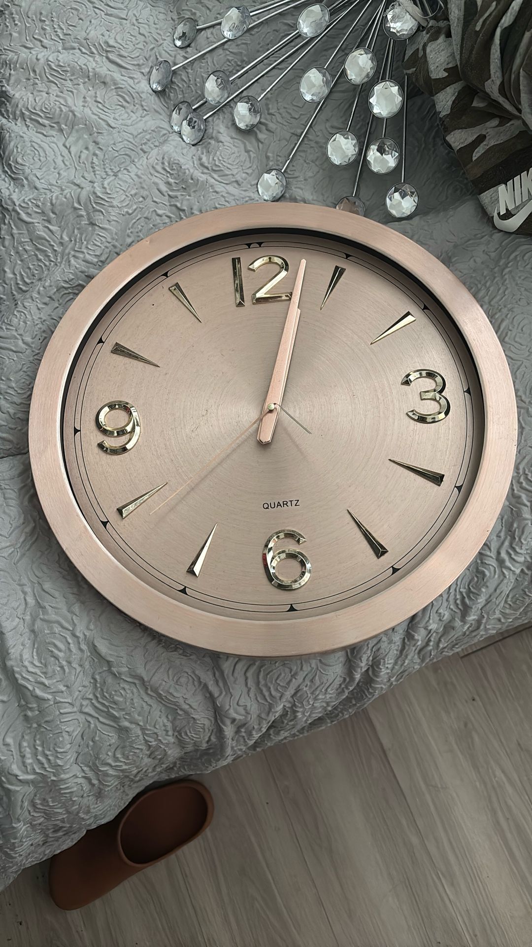 Rose Gold Pink Clock No Glass