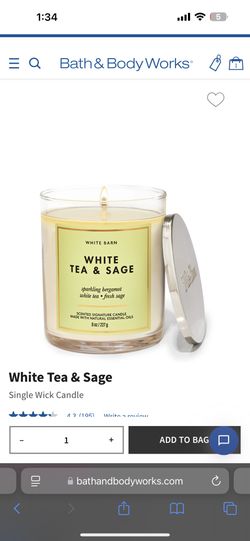Bath And Body Works White Tea And Sage 8oz Candle 