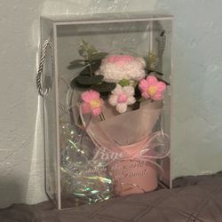 Pink Crochet Bouquet with Lights