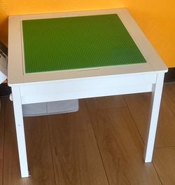 LEGO table with flippable top and drawer