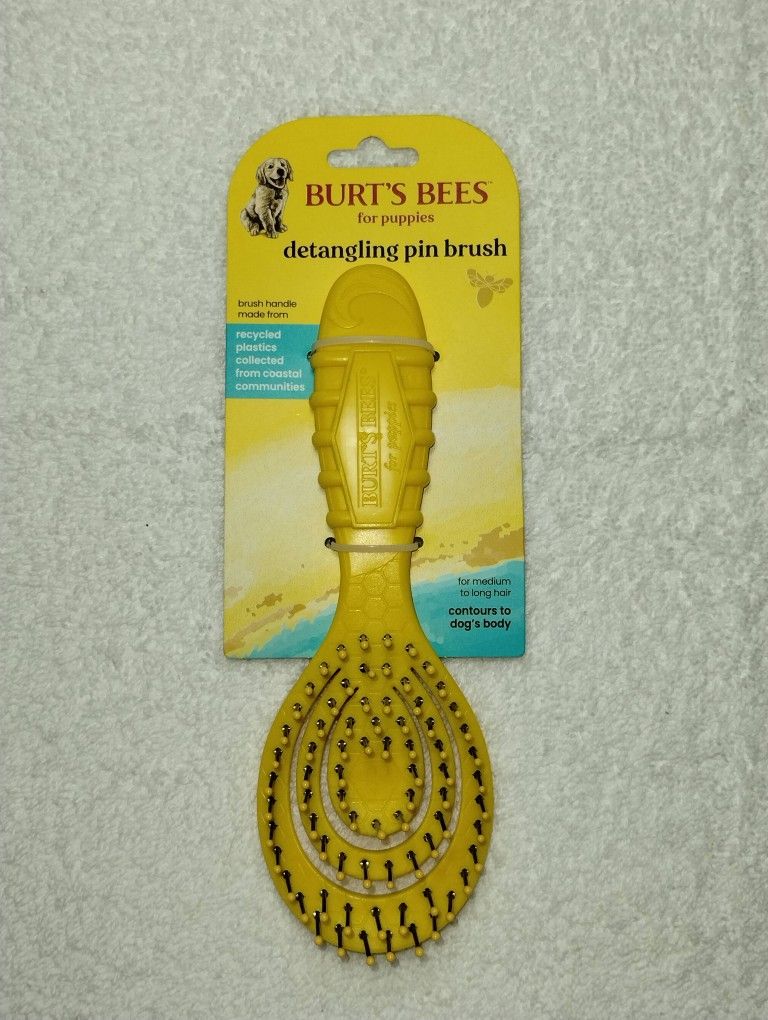 Yellow Burt’s Bees Detangling Pin For Puppies Brush — Brand New