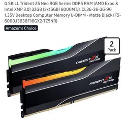 G.SKILL Trident Z5 Neo RGB Series DDR5 RAM, 32GB (2x16GB) 6000MT/s CL36-36-36-96, Black