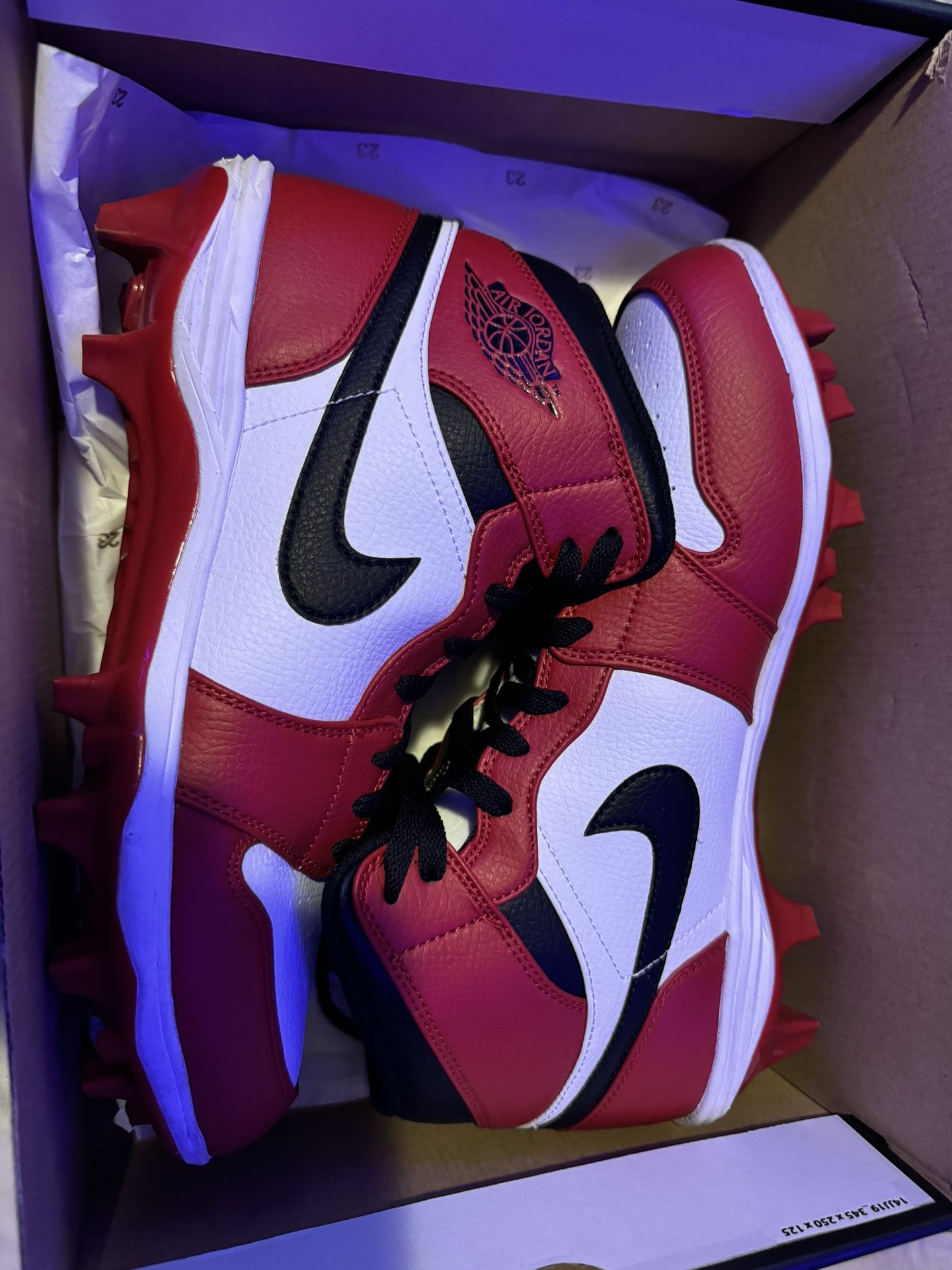Jordan 1 Mid Td Cleats White/Black-Gym Red