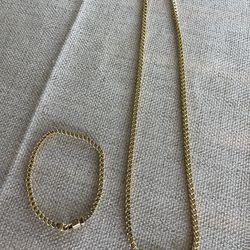 Gold chain 10k and bracelet