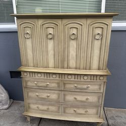 Thomasville Vintage French Provincial Tall Chest Armoire Distressed