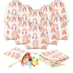 Lot of (19) Pieces Rainbow Party Favor Bags Boho Rainbow Party Bags