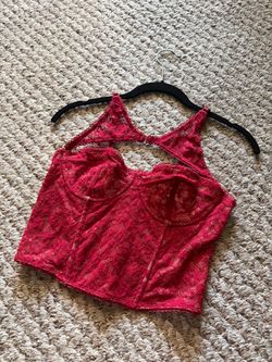 Red Lace Bustier Crop Top