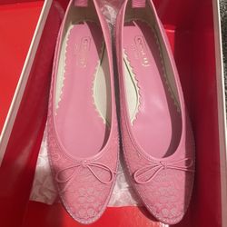 Coach Pink Monogram Ballet Flats 8 7.5 New 