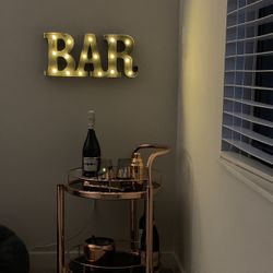 Gray Metal Bar Sign With Lights 